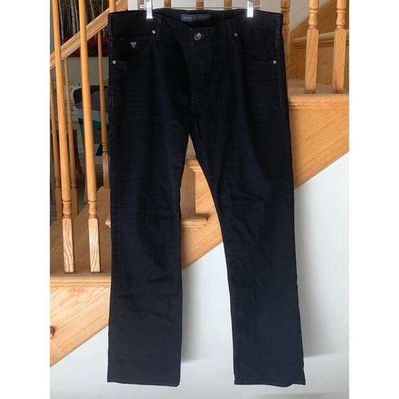 Guess Men’s Regular Straight 5 Pocket Jeans Black Size 40 x 34 - Picture 2 of 8